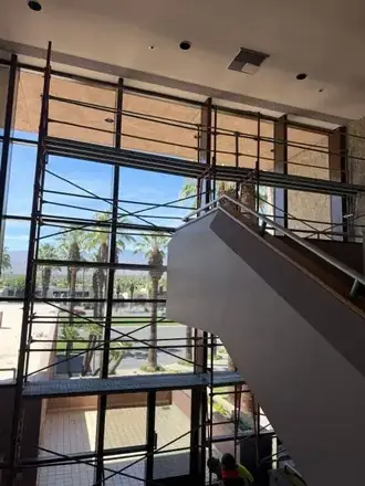 Atrium install with scaffolding
