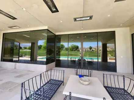 Patio doors with pool view