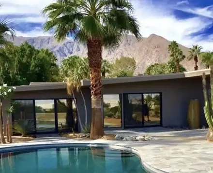 Desert home with tinted windows
