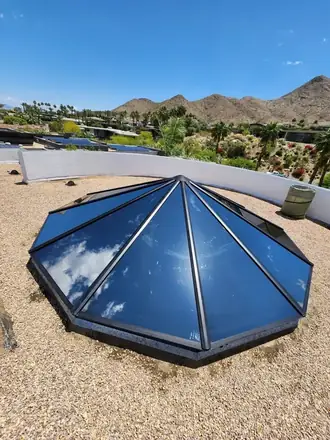 Pyramid skylight with film
