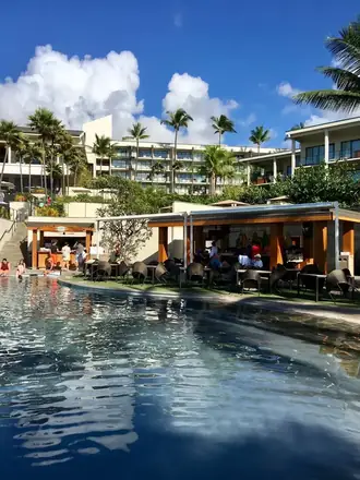 Resort pool and restaurant