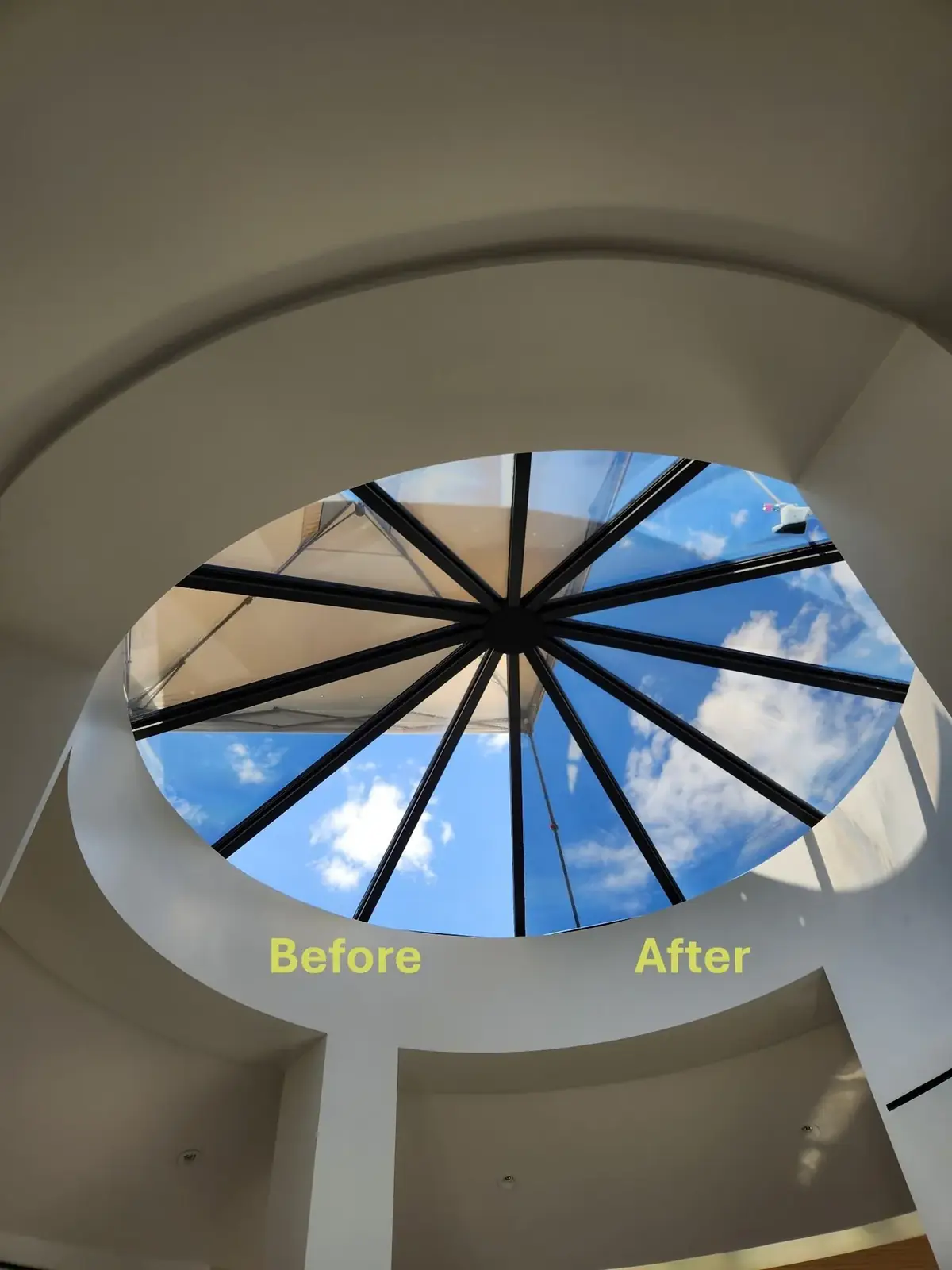 Skylight before and after window film